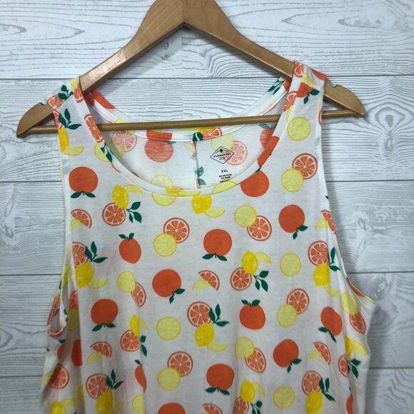 St Johns Bay Women's Scoop Neck Tank Top Orange Lemon Sleeveless Shirt Size XXL - Picture 2 of 4